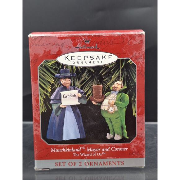 Hallmark Keepsake Ornament | Wizard of Oz Munchkinland Mayor & Coroner 1997 NIB - Picture 10 of 15